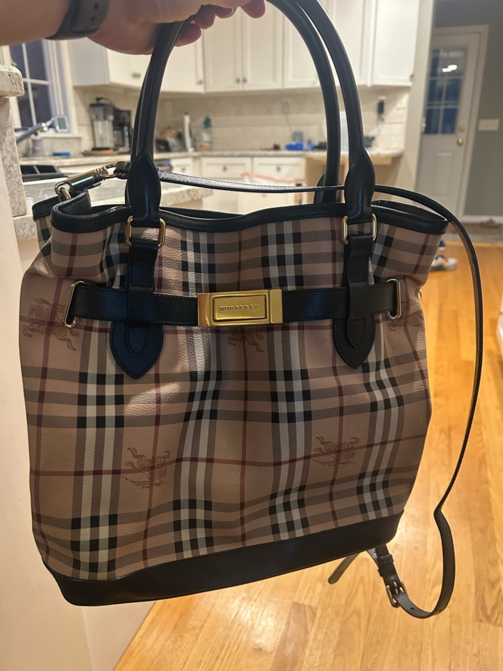 Burberry Haymarket Check Coated Canvas Crossbody Bag Purse - Picture 6 of 11